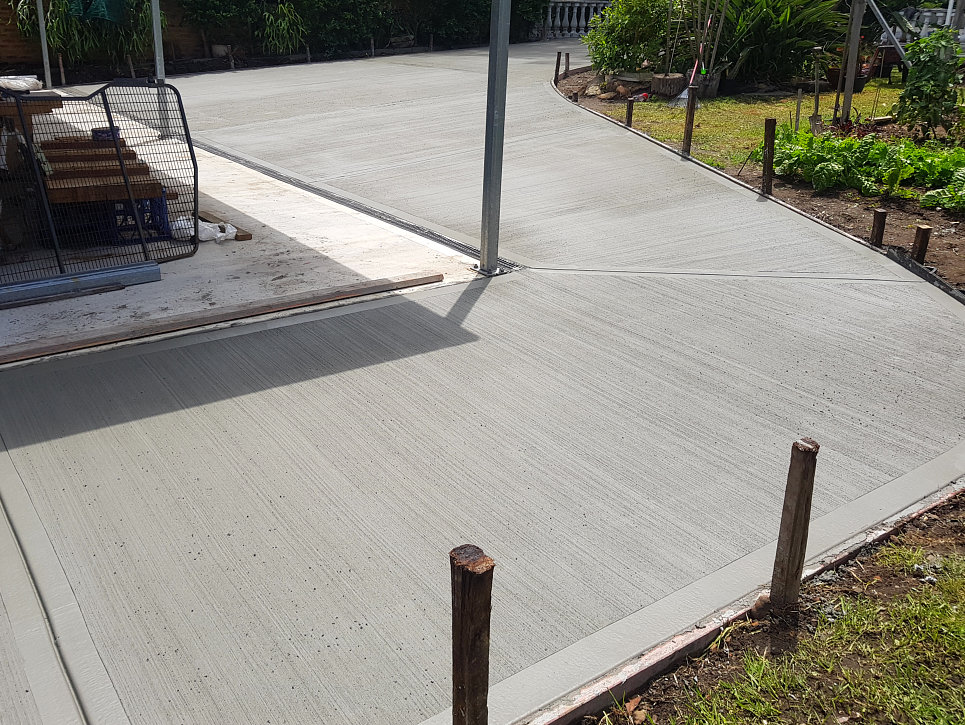 Large broom finish concrete driveway
