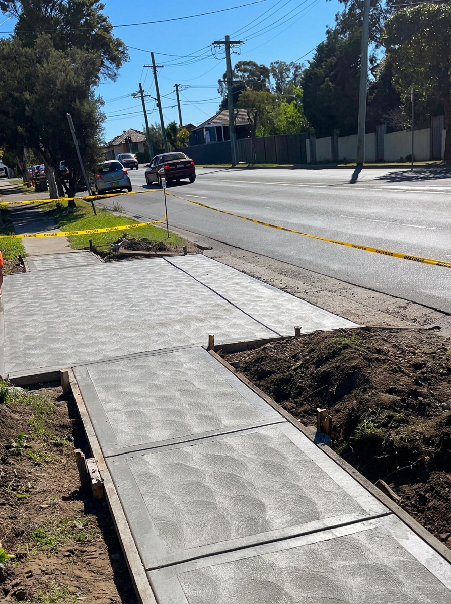 Cove finish concrete footpath and kerb
